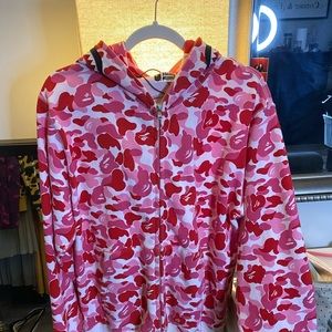 Bape alphabet shark hoodie, pink camo